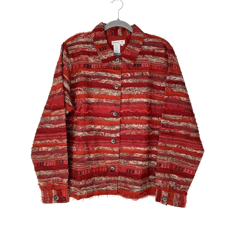 Vintage Coldwater Creek Western Embroidered Patchwork Jacket Red - Size XL